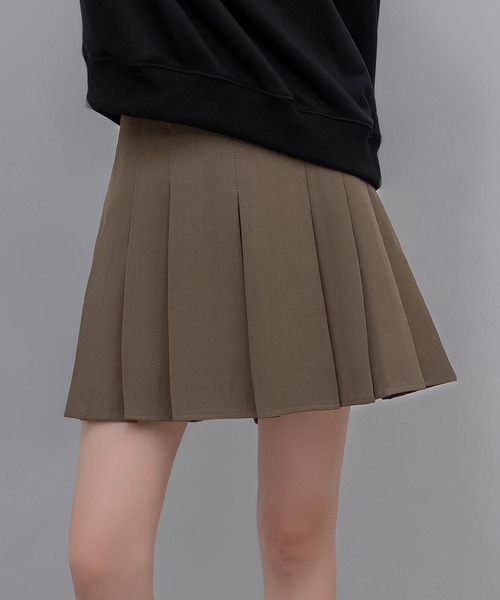 大きいサイズ有】脚長見せ！クラシカルプリーツインパンミニスカート
