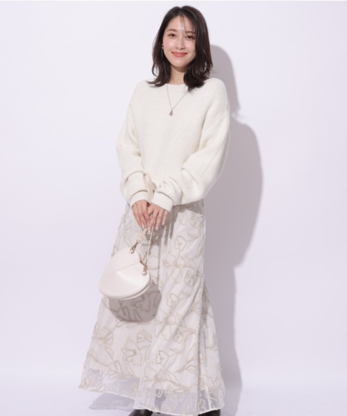 Apuweiser-riche チェック刺繍スカート　ロング　フレア　白　M Apuweiser-riche チェック刺繍スカート ロング フレア 白 M Apuweiser