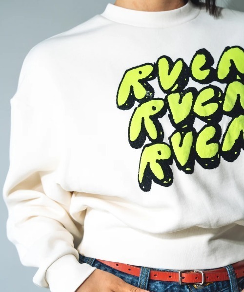 【セール】RVCA レディース CLOUDY RVCA CREW トレーナー/ルーカ３段ロゴクルーネックトレーナー（スウェット）｜RVCA（ルーカ）