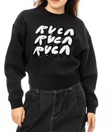 RVCA レディース CLOUDY RVCA CREW トレーナー/ルーカ3段ロゴクルーネックトレーナー