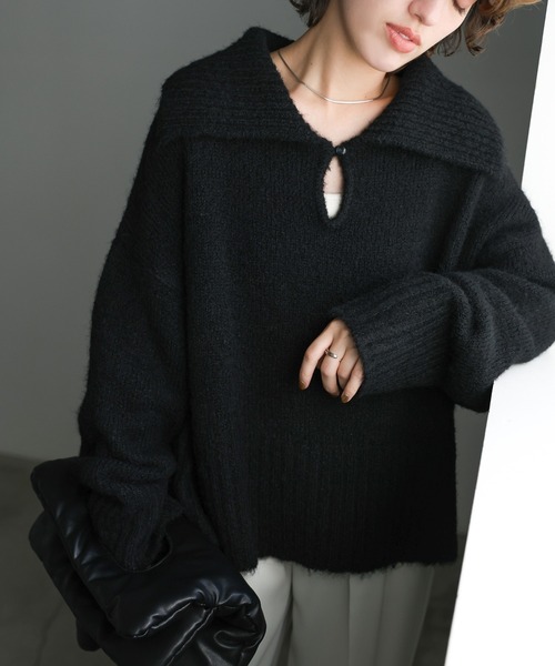 セール】ビッグカラーキーネックニット（ニット/セーター）｜select
