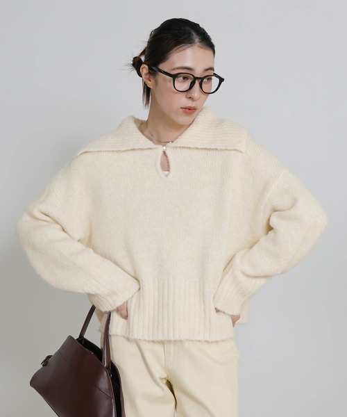 セール】ビッグカラーキーネックニット（ニット/セーター）｜select