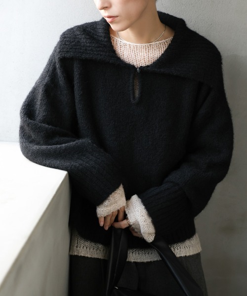 セール】ビッグカラーキーネックニット（ニット/セーター）｜select