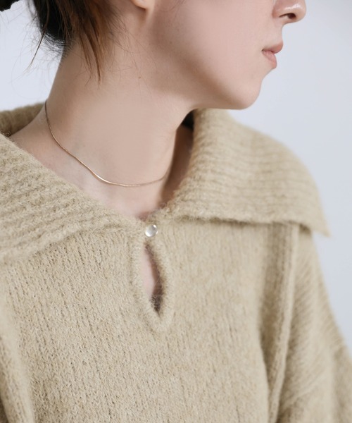 セール】ビッグカラーキーネックニット（ニット/セーター）｜select