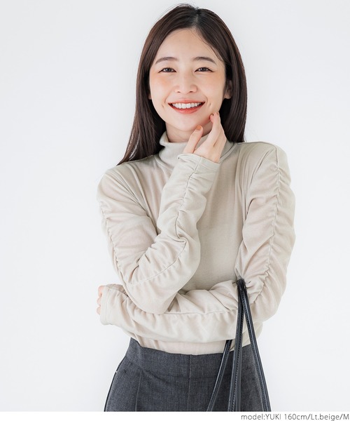 coca（coca）（コカ）の「シャーリングスリーブ ハイネックカットソー（Tシャツ/カットソー・レディース・ライトベージュ/ライトグレー・S/M/L）」の19枚目の写真