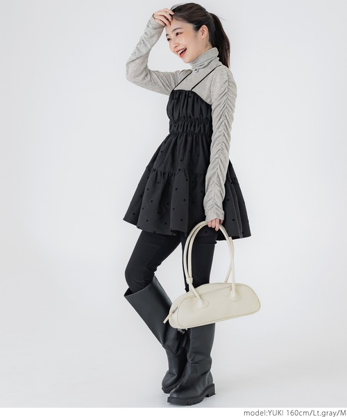 coca（coca）（コカ）の「シャーリングスリーブ ハイネックカットソー（Tシャツ/カットソー・レディース・ライトベージュ/ライトグレー・S/M/L）」の15枚目の写真