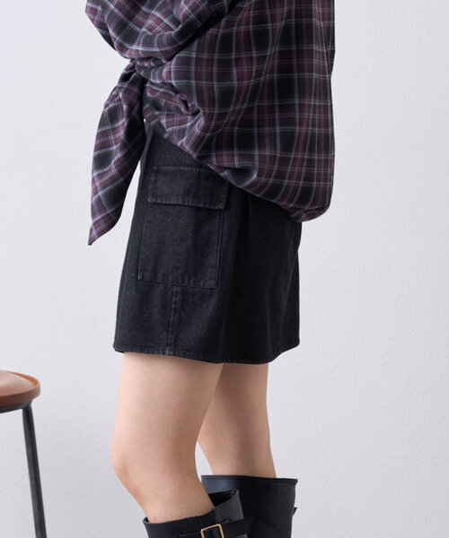 w closet（ダブルクローゼット）の「カーゴミニスカート（スカート・レディース・ブラック/チャコールグレー/ベージュ・FREE）」の5枚目の写真