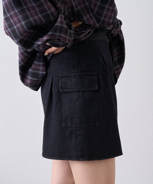 w closet（ダブルクローゼット）の「カーゴミニスカート（スカート・レディース・ブラック/チャコールグレー/ベージュ・FREE）」の7枚目の写真