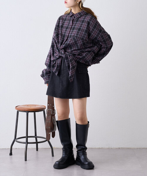 w closet（ダブルクローゼット）の「カーゴミニスカート（スカート・レディース・ブラック/チャコールグレー/ベージュ・FREE）」の9枚目の写真