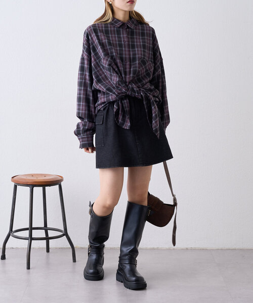 w closet（ダブルクローゼット）の「カーゴミニスカート（スカート・レディース・ブラック/チャコールグレー/ベージュ・FREE）」の11枚目の写真