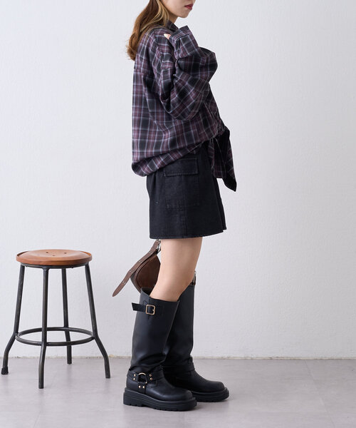 w closet（ダブルクローゼット）の「カーゴミニスカート（スカート・レディース・ブラック/チャコールグレー/ベージュ・FREE）」の12枚目の写真