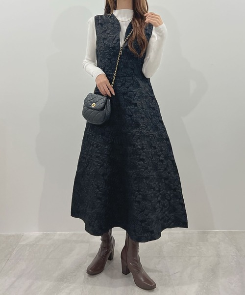 Futier land（フューティアランド）の「【オケージョン対応】ジャガードフラワーワンピース（ワンピース・レディース・ブラック/グレー/ベージュ・MEDIUM/LARGE/SMALL/X-LARGE）」の16枚目の写真