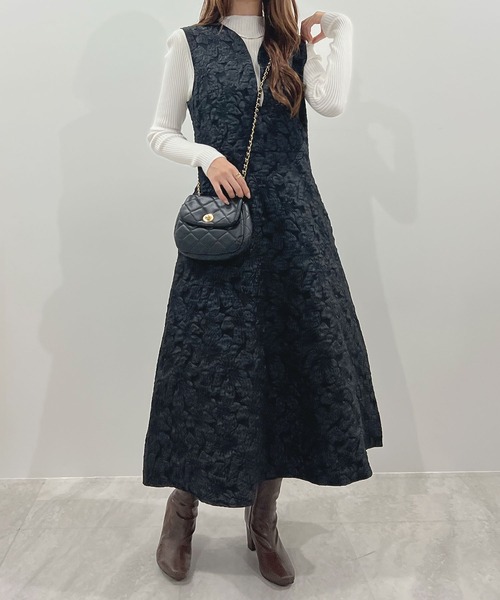 Futier land（フューティアランド）の「【オケージョン対応】ジャガードフラワーワンピース（ワンピース・レディース・ブラック/グレー/ベージュ・MEDIUM/LARGE/SMALL/X-LARGE）」の18枚目の写真