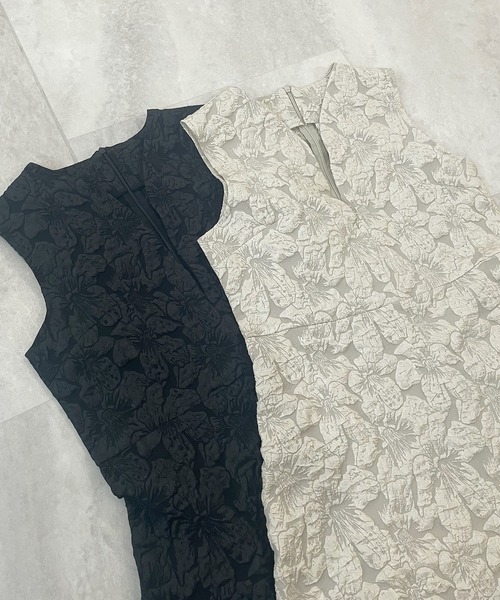 Futier land（フューティアランド）の「【オケージョン対応】ジャガードフラワーワンピース（ワンピース・レディース・ブラック/グレー/ベージュ・MEDIUM/LARGE/SMALL/X-LARGE）」の9枚目の写真