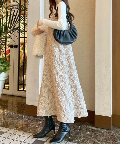 Futier land（フューティアランド）の「【オケージョン対応】ジャガードフラワーワンピース（ワンピース・レディース・ブラック/グレー/ベージュ・MEDIUM/LARGE/SMALL/X-LARGE）」の19枚目の写真