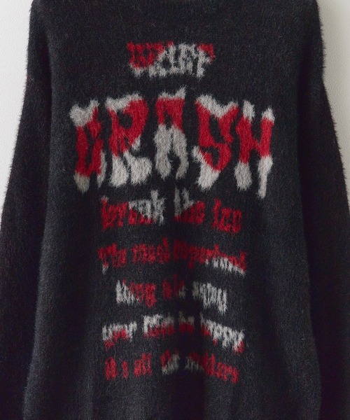 Theater code（シアターコード）の「Jaquard Logo Shaggy Knit /  ロゴジャガードシャギーニット（ニット/セーター・メンズ・ブラック/グレー・M/L）」の4枚目の写真