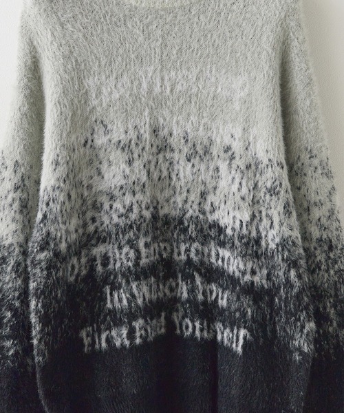 Theater code（シアターコード）の「Jaquard Logo Shaggy Knit /  ロゴジャガードシャギーニット（ニット/セーター・メンズ・ブラック/グレー・M/L）」の5枚目の写真