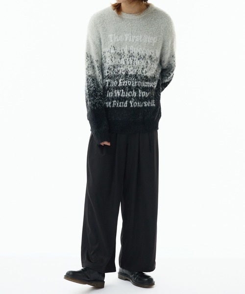 Theater code（シアターコード）の「Jaquard Logo Shaggy Knit /  ロゴジャガードシャギーニット（ニット/セーター・メンズ・ブラック/グレー・M/L）」の18枚目の写真
