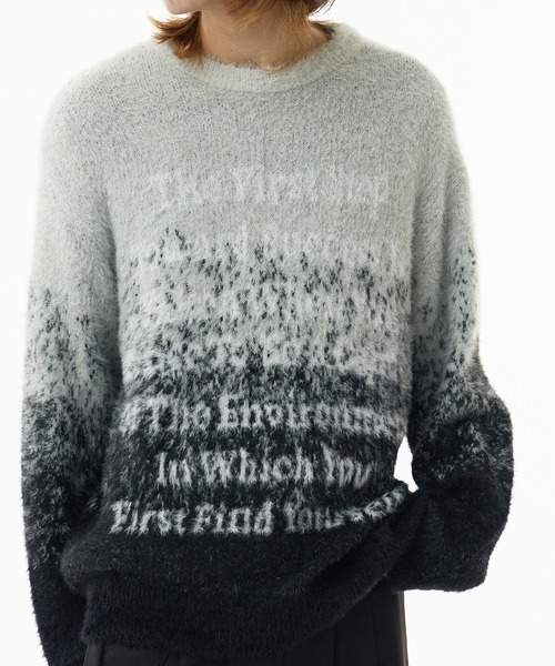 Theater code（シアターコード）の「Jaquard Logo Shaggy Knit /  ロゴジャガードシャギーニット（ニット/セーター・メンズ・ブラック/グレー・M/L）」の17枚目の写真