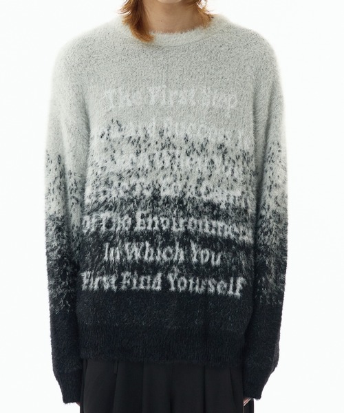 Theater code（シアターコード）の「Jaquard Logo Shaggy Knit /  ロゴジャガードシャギーニット（ニット/セーター・メンズ・ブラック/グレー・M/L）」の15枚目の写真