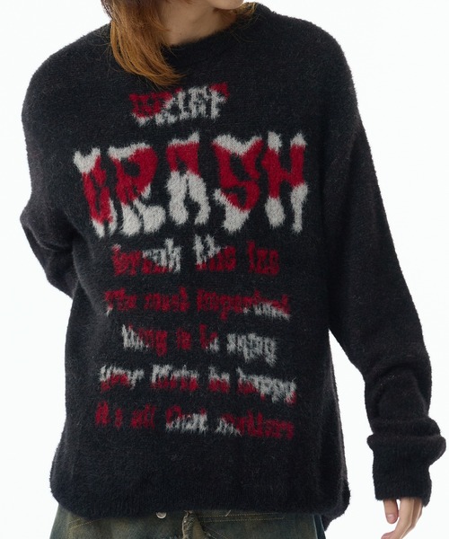 Theater code（シアターコード）の「Jaquard Logo Shaggy Knit /  ロゴジャガードシャギーニット（ニット/セーター・メンズ・ブラック/グレー・M/L）」の11枚目の写真