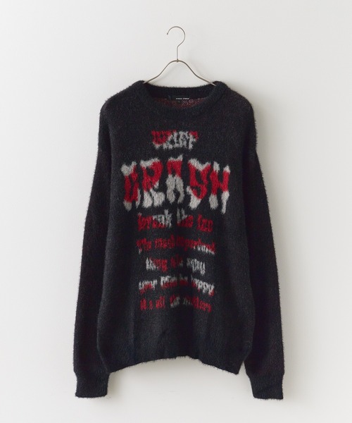 Theater code（シアターコード）の「Jaquard Logo Shaggy Knit /  ロゴジャガードシャギーニット（ニット/セーター・メンズ・ブラック/グレー・M/L）」の8枚目の写真