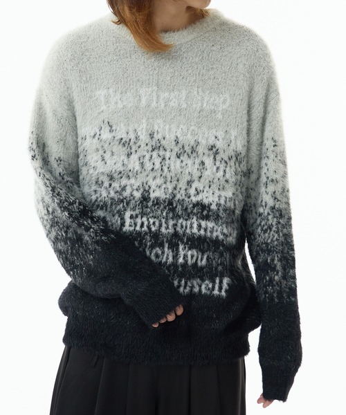 Theater code（シアターコード）の「Jaquard Logo Shaggy Knit /  ロゴジャガードシャギーニット（ニット/セーター・メンズ・ブラック/グレー・M/L）」の14枚目の写真