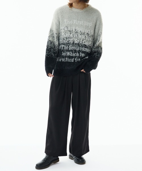 Theater code（シアターコード）の「Jaquard Logo Shaggy Knit /  ロゴジャガードシャギーニット（ニット/セーター・メンズ・ブラック/グレー・M/L）」の21枚目の写真