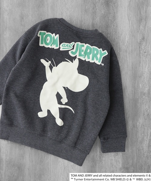 Tom&Jerry(トムアンドジェリー)の「TOM&JERRY バックプリント裏起毛トレーナー KIDS(スウェット・キッズ・ブラック系1/ネイビー/ダークグリーン系1/アッシュグレー/チャコールグレー/ヘザーチャコール/グレイッシュベージュ/ホワイト系2/ホワイト系1/ブラック/ダークグリーン/チャコールアッシュ/杢グレー/オートミール/ベージュ/チャコール・120/130/140/150/160/110)」の7枚目の写真