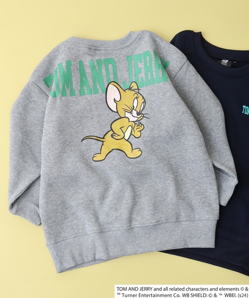 Tom&Jerry(トムアンドジェリー)の「TOM&JERRY バックプリント裏起毛トレーナー KIDS(スウェット・キッズ・ブラック系1/ネイビー/ダークグリーン系1/アッシュグレー/チャコールグレー/ヘザーチャコール/グレイッシュベージュ/ホワイト系2/ホワイト系1/ブラック/ダークグリーン/チャコールアッシュ/杢グレー/オートミール/ベージュ/チャコール・120/130/140/150/160/110)」の6枚目の写真