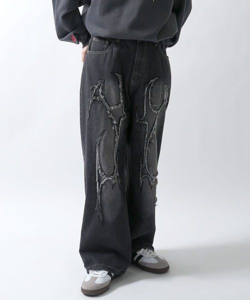 Starting Over(スターティングオーバー)の「vintage like street design loose fit denim pants/ヴィンテージ ライク ストリートデザイン ルーズフィット デニムパンツ(デニムパンツ・メンズ・ライトインディゴブルー/インディゴブルー/ブラック/ブルー系その他2/ブラック系その他2/ブラック系その他/ブルー系その他・M/L)」の3枚目の写真