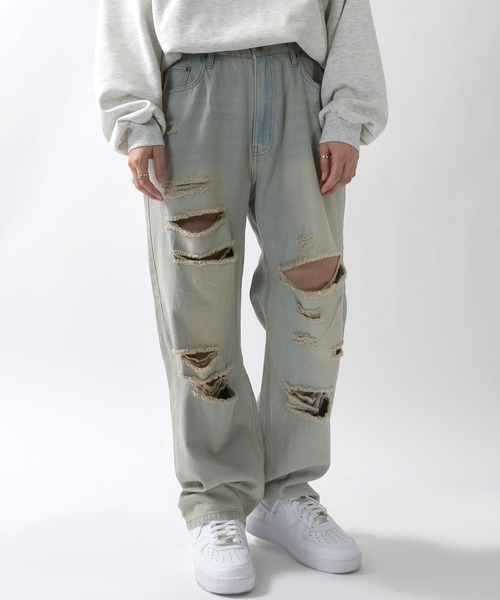 Starting Over(スターティングオーバー)の「vintage like street design loose fit denim pants/ヴィンテージ ライク ストリートデザイン ルーズフィット デニムパンツ(デニムパンツ・メンズ・ライトインディゴブルー/インディゴブルー/ブラック/ブルー系その他2/ブラック系その他2/ブラック系その他/ブルー系その他・M/L)」の5枚目の写真