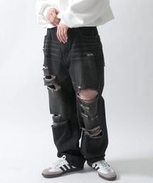 vintage like street design loose fit denim pants/ヴィンテージ ライク ストリートデザイン ルーズフィット デニムパンツ