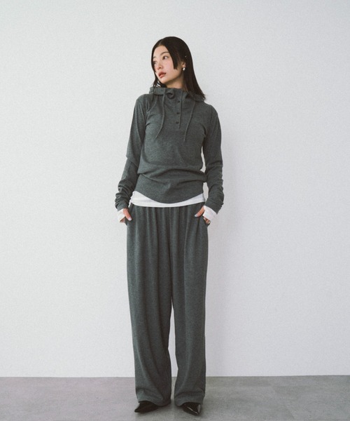 HANNE（アン）の「ドロストヘムリブイージーパンツ（その他パンツ・レディース・グレー/レッド・S/M）」の4枚目の写真