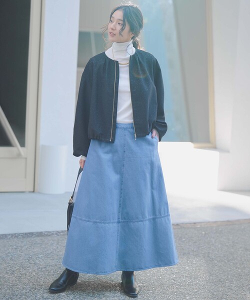 23区（ニジュウサンク）の「【洗える】ライトダンガリー フレア スカート（スカート・レディース・スカイブルー系/ターコイズブルー系・38/36/40）」の10枚目の写真