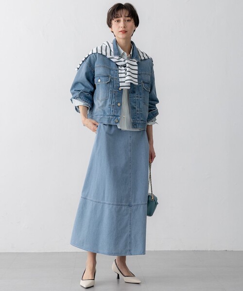 23区（ニジュウサンク）の「【洗える】ライトダンガリー フレア スカート（スカート・レディース・スカイブルー系/ターコイズブルー系・38/36/40）」の6枚目の写真