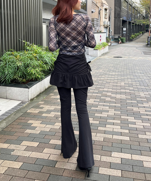 SPIRALGIRL(スパイラルガール)の「ラップスカートレイヤーフレアパンツ(その他パンツ・レディース・ブラック・FREE)」の3枚目の写真