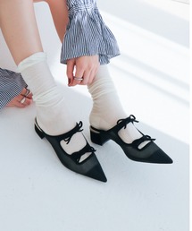 EVOL | 【クッション入り・柔らかい】ダブルリボンチュールミュール IY5694(サンダル)