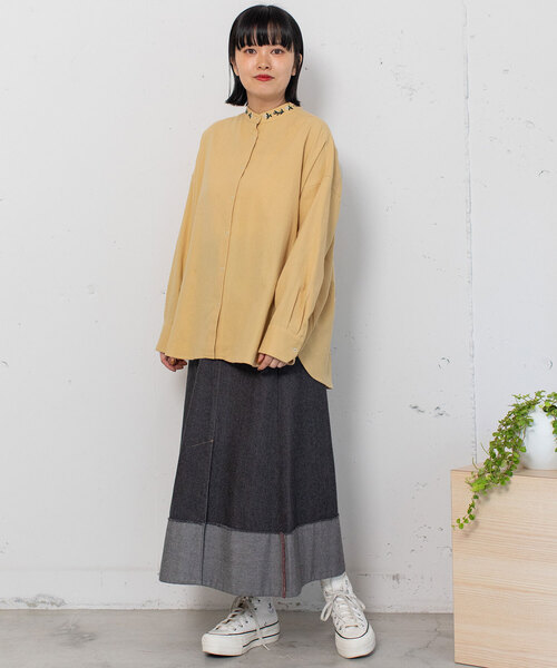 POU DOU DOU（プードゥドゥ）の「スタンドボタニカル刺繍シャツ（シャツ/ブラウス・レディース・アイボリー/ベージュ/ダークグレー・M）」の17枚目の写真