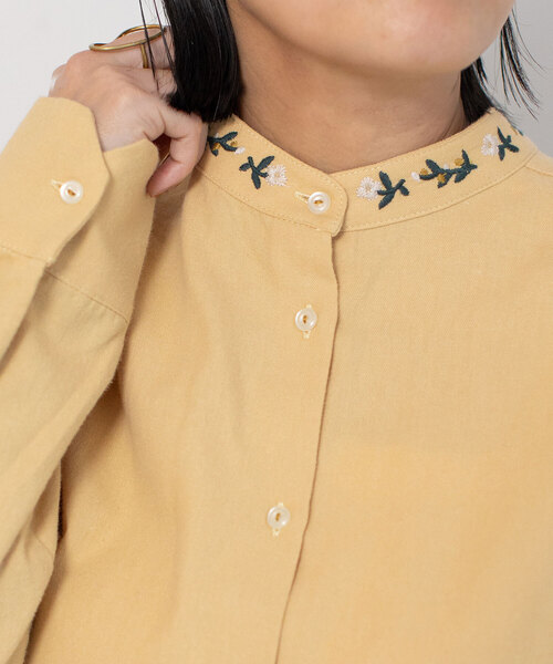 POU DOU DOU（プードゥドゥ）の「スタンドボタニカル刺繍シャツ（シャツ/ブラウス・レディース・アイボリー/ベージュ/ダークグレー・M）」の18枚目の写真