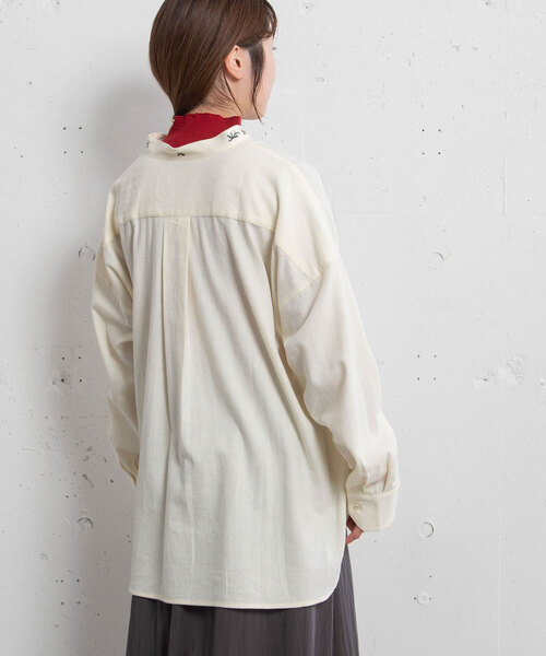 POU DOU DOU（プードゥドゥ）の「スタンドボタニカル刺繍シャツ（シャツ/ブラウス・レディース・アイボリー/ベージュ/ダークグレー・M）」の22枚目の写真