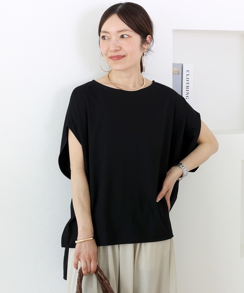 Aletta vita(アレッタビータ)の「ドライタッチボートネックドルマンプルオーバー(Tシャツ/カットソー・レディース・ブラック/オフホワイト・FREE)」の17枚目の写真