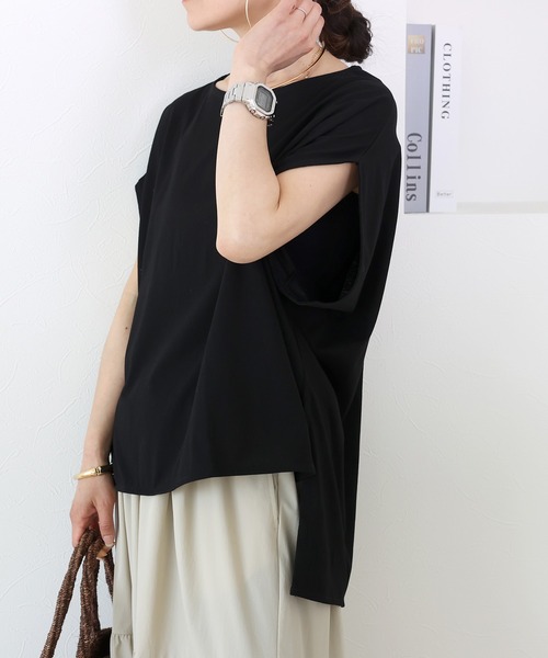 Aletta vita(アレッタビータ)の「ドライタッチボートネックドルマンプルオーバー(Tシャツ/カットソー・レディース・ブラック/オフホワイト・FREE)」の19枚目の写真