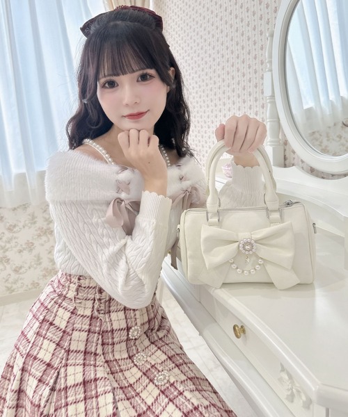 ROJITA リボン付きジャガードバッグ リボン付ふわふわファーバック | Rlab store