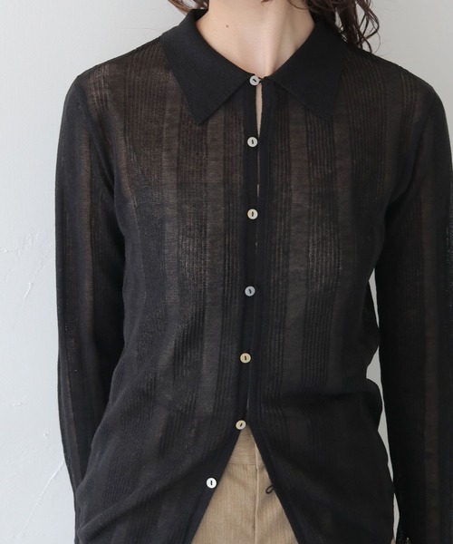 CLEIO（クレイオ）の「【CLEIO】ランダムリブシアーポロニット RANDOM RIB SHEER POLO KNIT/986-13600（ニット/セーター・レディース・ピンク/アイボリー/ブラック/サックスブルー/ブラウン/ベージュ/ネイビー・FREE）」の22枚目の写真