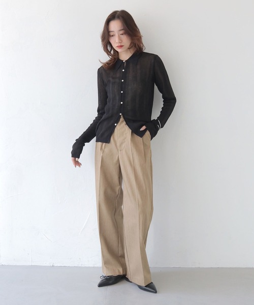 CLEIO（クレイオ）の「【CLEIO】ランダムリブシアーポロニット RANDOM RIB SHEER POLO KNIT/986-13600（ニット/セーター・レディース・ピンク/アイボリー/ブラック/サックスブルー/ブラウン/ベージュ/ネイビー・FREE）」の15枚目の写真