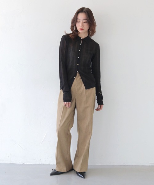 CLEIO（クレイオ）の「【CLEIO】ランダムリブシアーポロニット RANDOM RIB SHEER POLO KNIT/986-13600（ニット/セーター・レディース・ピンク/アイボリー/ブラック/サックスブルー/ブラウン/ベージュ/ネイビー・FREE）」の16枚目の写真