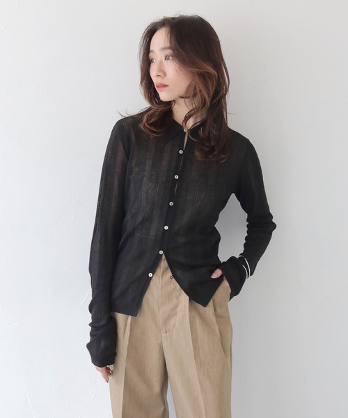 CLEIO（クレイオ）の「【CLEIO】ランダムリブシアーポロニット RANDOM RIB SHEER POLO KNIT/986-13600（ニット/セーター・レディース・ピンク/アイボリー/ブラック/サックスブルー/ブラウン/ベージュ/ネイビー・FREE）」の10枚目の写真