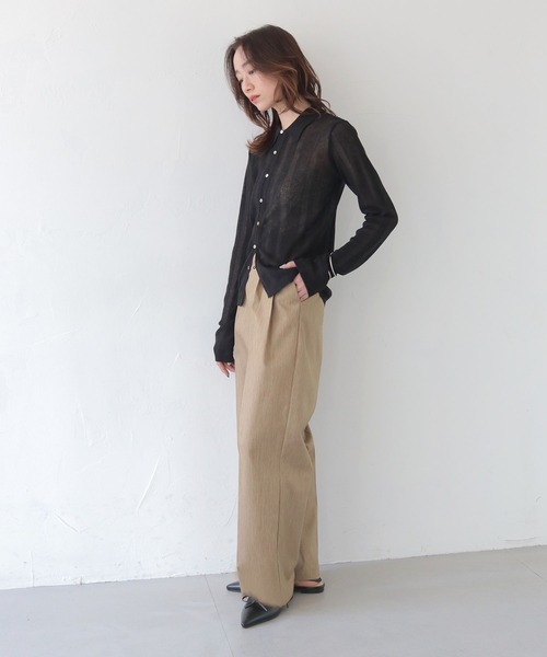 CLEIO（クレイオ）の「【CLEIO】ランダムリブシアーポロニット RANDOM RIB SHEER POLO KNIT/986-13600（ニット/セーター・レディース・ピンク/アイボリー/ブラック/サックスブルー/ブラウン/ベージュ/ネイビー・FREE）」の19枚目の写真