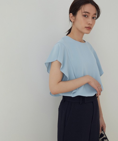 ADAM ET ROPE' アダム エ ロペ フリルブラウス サックスブルー フリルブラウス（シャツ/ブラウス）｜ADAM ET ROPE
